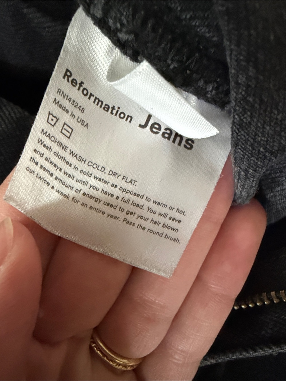 Reformation KAYO Slim Straight Black Jeans with Fabric Waist Belt - Picture 8 of 8